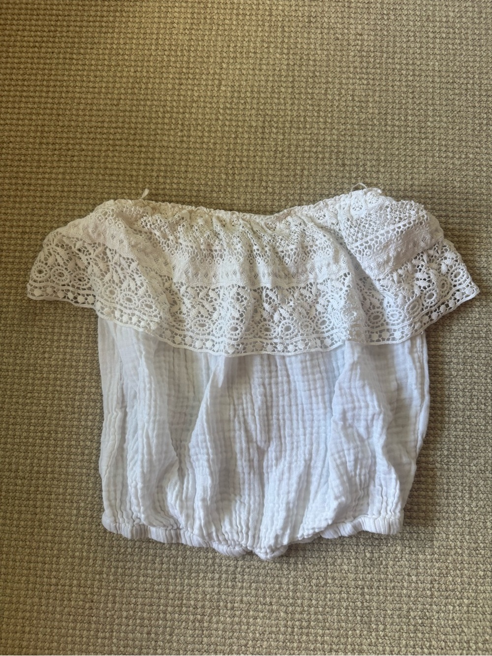 Michael Stars White Off-Shoulder Crochet Lace Top
